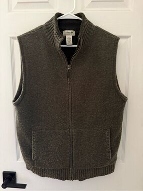 L.L. Bean Dark Olive Green Sherpa Vest
